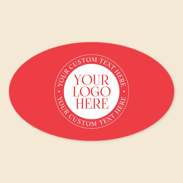 Your Logo or other Image | Christmas Red & White Oval Sticker (Creator Uploaded)