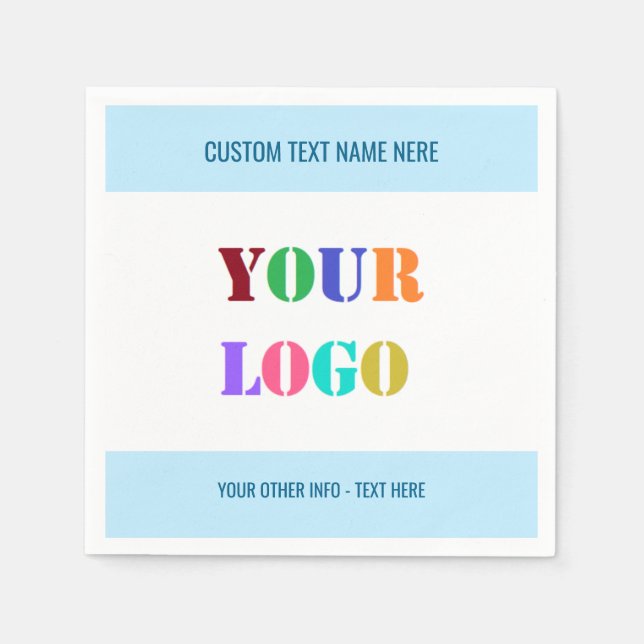 Your Logo or Photo Custom Text and Colours Napkins (Front)