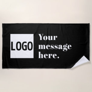 Your Logo or Uploaded Image & Editable Retro Text Beach Towel