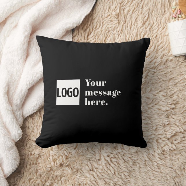 Your Logo or Uploaded Image & Editable Retro Text Cushion (Blanket)
