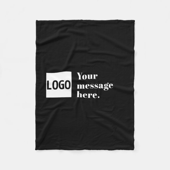 Your Logo or Uploaded Image & Editable Retro Text Fleece Blanket (Front)