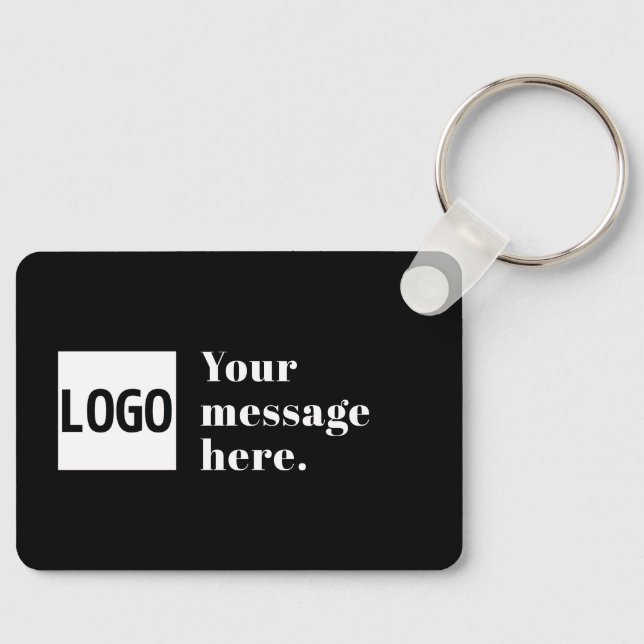 Your Logo or Uploaded Image & Editable Retro Text Key Ring (Front)