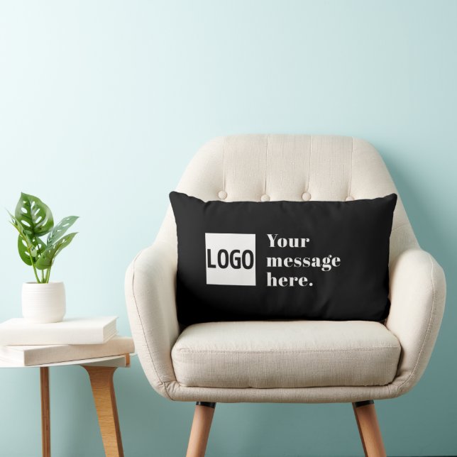 Your Logo or Uploaded Image & Editable Retro Text Lumbar Cushion (Chair)