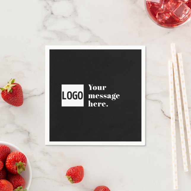 Your Logo or Uploaded Image & Editable Retro Text Napkin (Insitu)