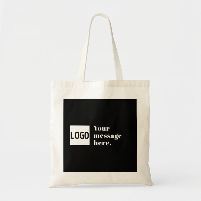 Your Logo or Uploaded Image & Editable Retro Text Tote Bag (Front)