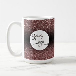 Your Logo Over Dark Rose Gold and Black Ombre Coffee Mug
