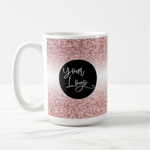 Your Logo Over Light Rose Gold and White Ombre Coffee Mug