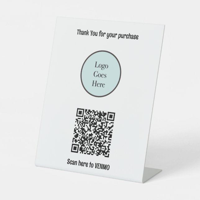 Your Logo Payment QR Code Small Business Thank You Pedestal Sign (Front)