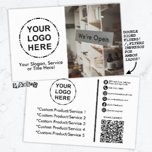 Your Logo & Photo Minimalist Modern QR Code Flyer