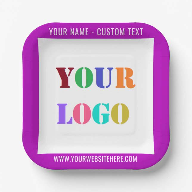 Your Logo Photo Text and Colours Party Paper Plate (Front)