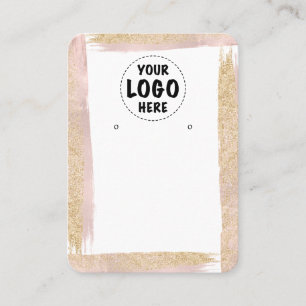 Your Logo Pink gold Glitter Earring Card Large