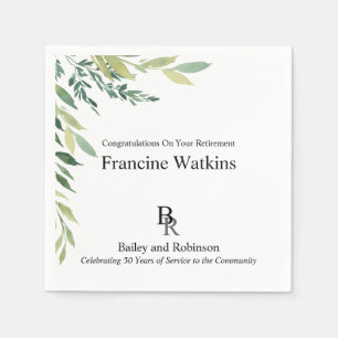 Your Logo Professional Retirement Greenery Napkin