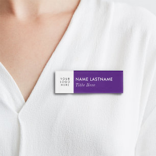 Your Logo Purple White Modern Elegant Title Name Tag