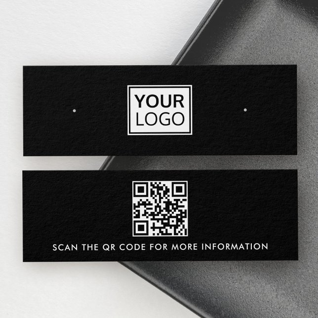Your logo QR code black stud earring display card (Creator Uploaded)