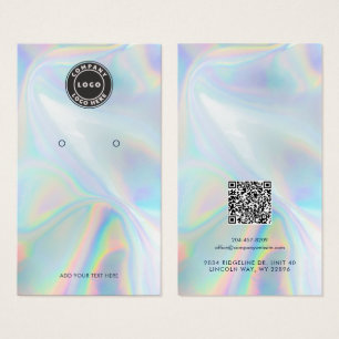 Your Logo QR Code Holographic Earring Display Card