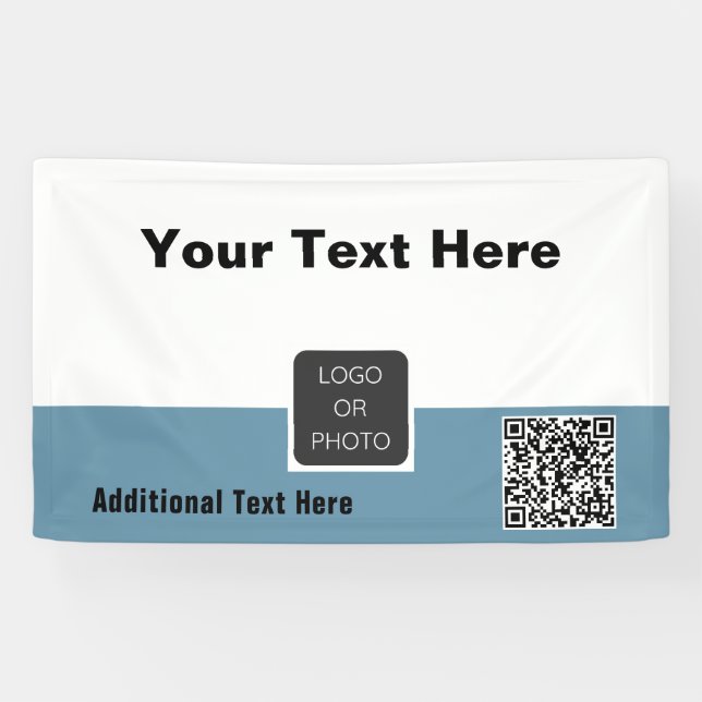 Your Logo QR code Simple Minimal Business Banner (Horizontal)