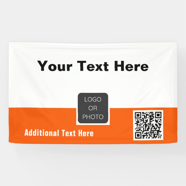 Your Logo QR code Simple Minimal Business Banner (Horizontal)