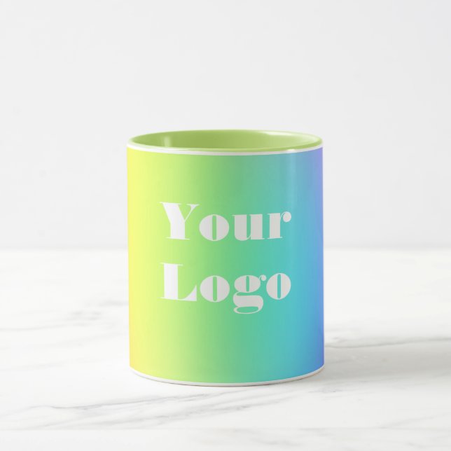Your Logo Rainbow  White  Mug (Center)