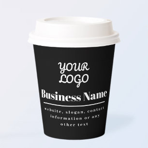 Your Logo Retro-Modern Black & White Paper Cups