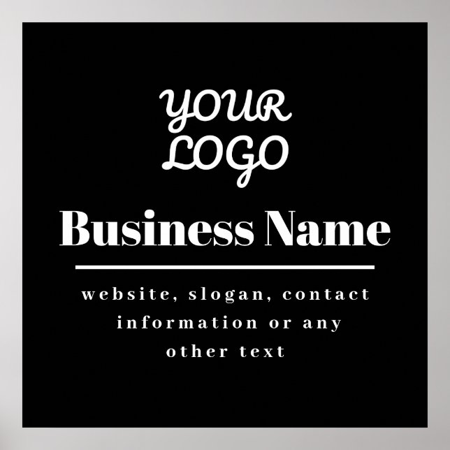 Your Logo Retro-Modern Black & White Poster (Front)