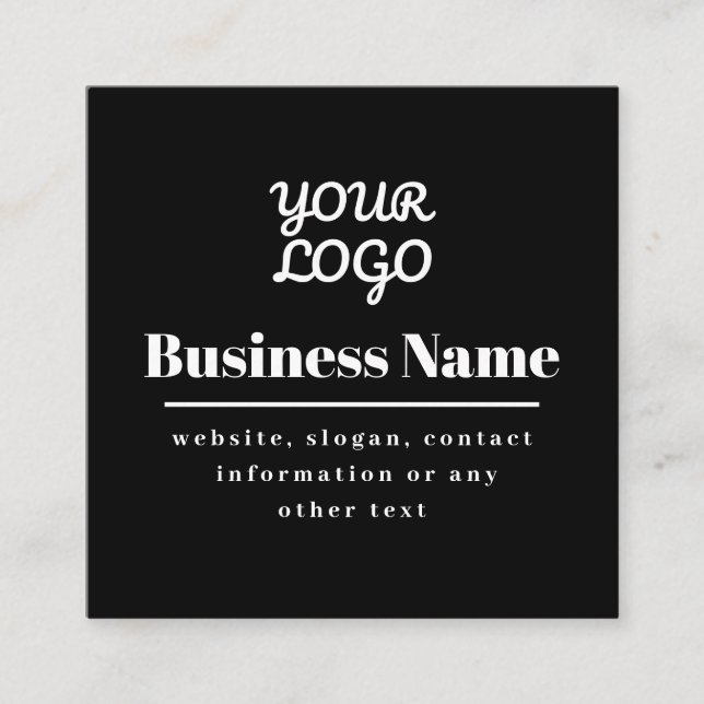 Your Logo Retro-Modern Black & White Square Business Card (Front)