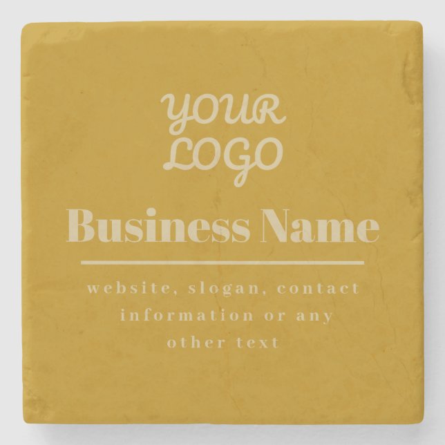 Your Logo Retro-Modern Dark & Light Gold Stone Coaster (Front)