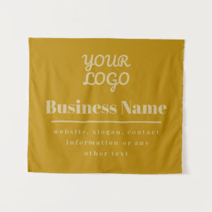 Your Logo Retro-Modern Dark & Light Gold Tapestry