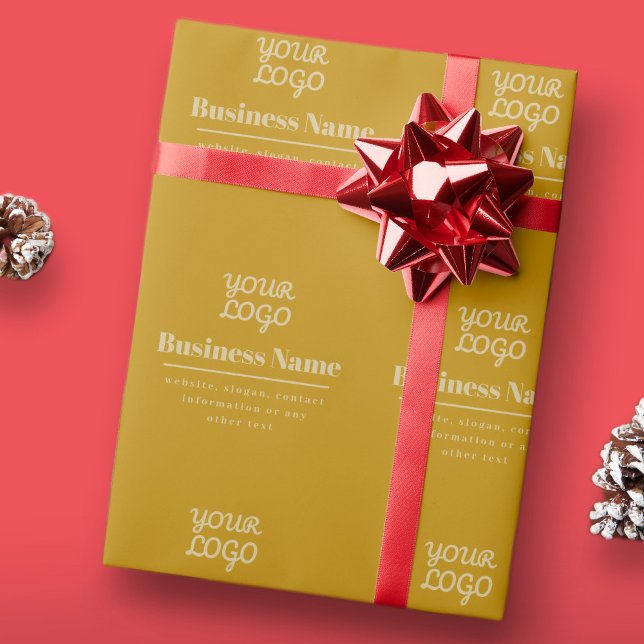 Your Logo Retro-Modern Dark & Light Gold Wrapping Paper (Creator Uploaded)