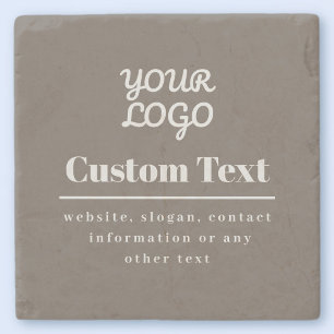Your Logo Retro-Modern Modern Beige & Light Grey Stone Coaster