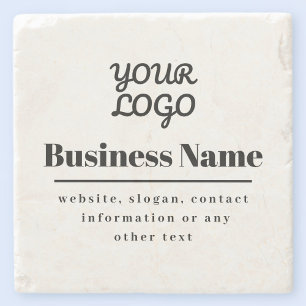 Your Logo Retro-Modern White & Black Stone Coaster