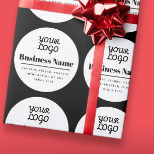 Your Logo Retro-Modern White & Black Wrapping Paper