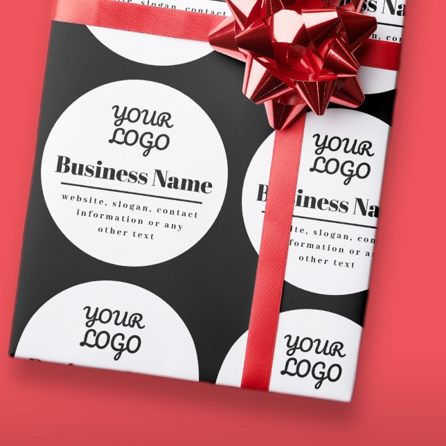 Your Logo Retro-Modern White & Black Wrapping Paper (Creator Uploaded)
