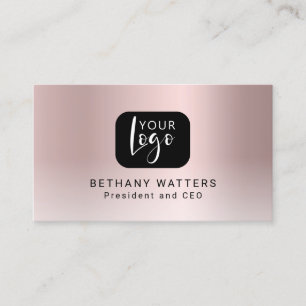 Your Logo Rose Gold Blush Metallic Chic Modern Business Card