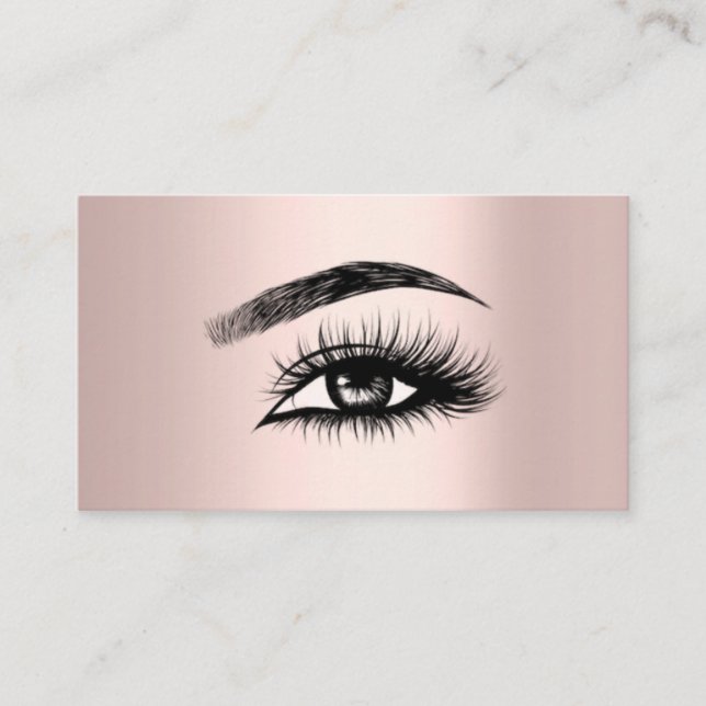 Your Logo Rose gold Lashes Simple Minimalist Girly Business Card (Front)