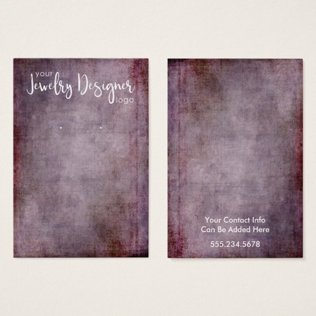 Your Logo Rustic Raspberry Earring Holder Card (Front & Back)