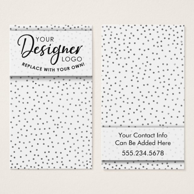 Your Logo Silver Confetti Earring Holder Display (Front & Back)