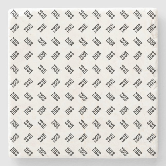 Your Logo | Simple Alternating Repeating Pattern Stone Coaster (Front)