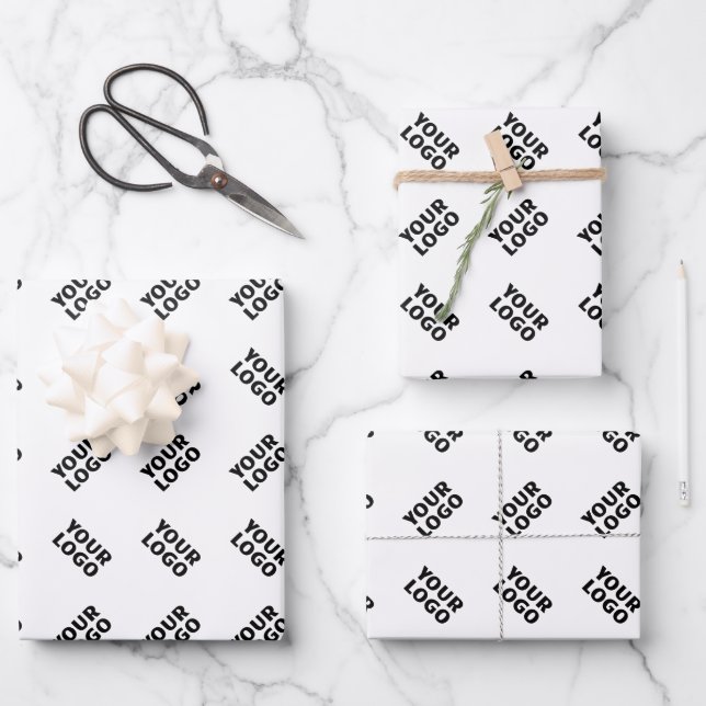 Your Logo | Simple Alternating Repeating Pattern Wrapping Paper Sheet (Front)