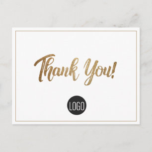 Your Logo Simple Company Custom Gold Thank you Postcard