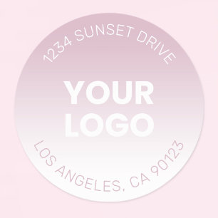 Your Logo   Simple Modern Dusty Lavender Ombre Classic Round Sticker