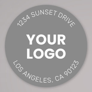 Your Logo   Simple Modern Grey & White Classic Round Sticker