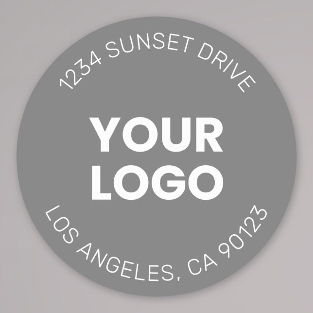 Your Logo | Simple Modern Grey & White Classic Round Sticker (Creator Uploaded)