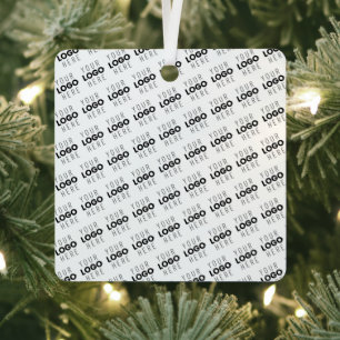 Your Logo Simple Repeating Diagonal Pattern Metal Tree Decoration