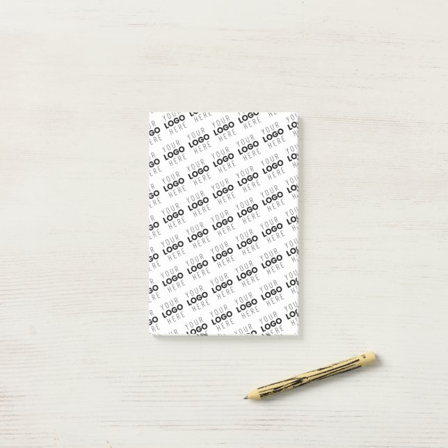 Your Logo Simple Repeating Diagonal Pattern Post-it Notes (On Desk)