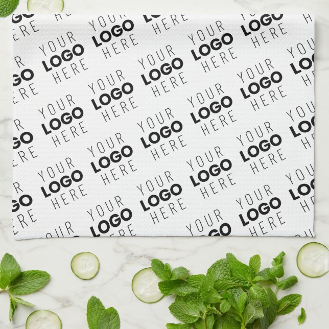 Your Logo Simple Repeating Diagonal Pattern Tea Towel (Folded)