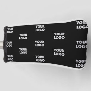 Your Logo Simple Repeating Logo   Black Golf Head Cover