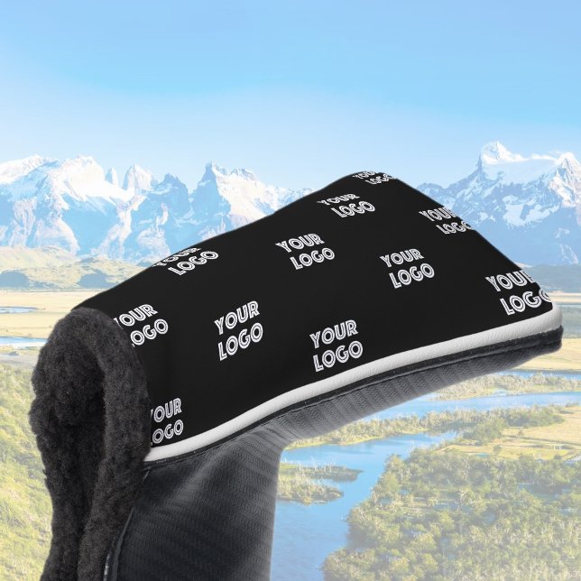 Your Logo Simple Repeating Logo | Black Golf Head Cover (Creator Uploaded)