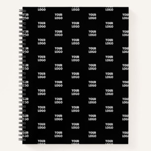 Your Logo Simple Repeating Logo Black Notebook