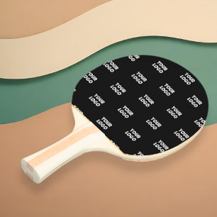 Your Logo Simple Repeating Logo   Black Ping Pong Paddle