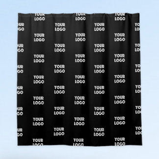 Your Logo Simple Repeating Logo | Black Shower Curtain